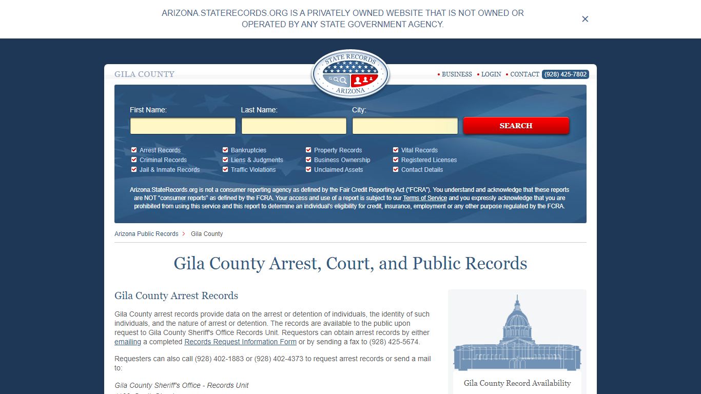 Gila County Arrest, Court, and Public Records