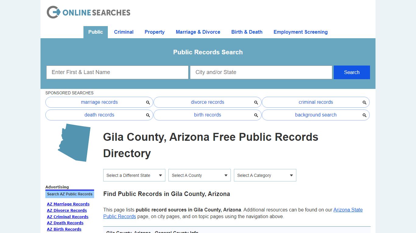 Gila County, Arizona Public Records Directory