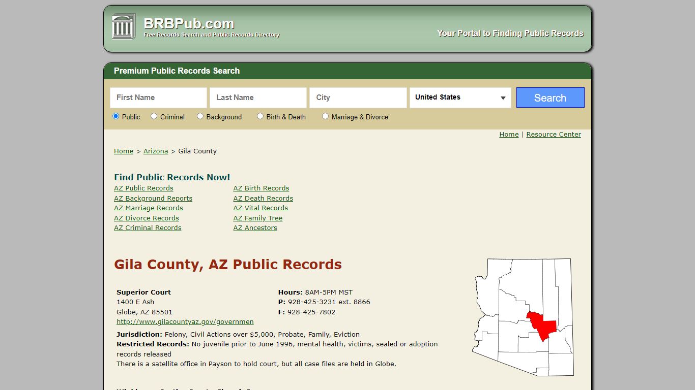 Gila County Public Records | Search Arizona Government ...